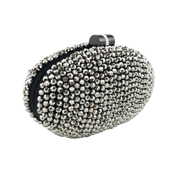 Sondra Roberts Handbags - Sondra Roberts Oval Sparkling Pewter Clutch